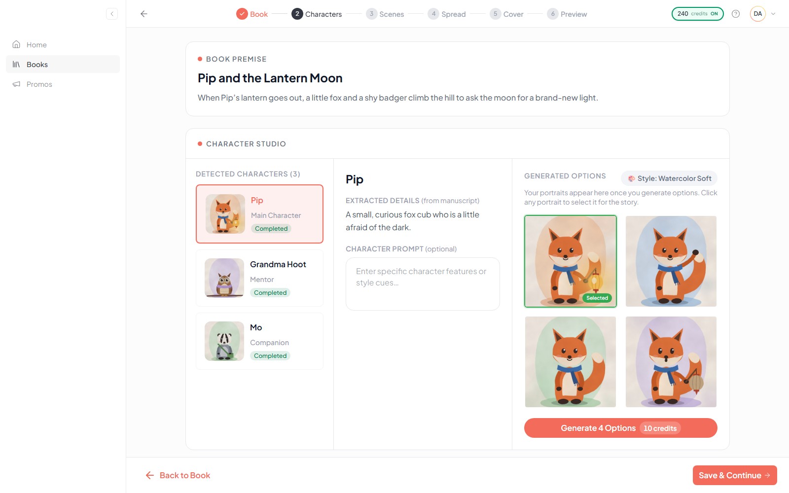 AI web app for creating illustrated children's books — screenshot 2