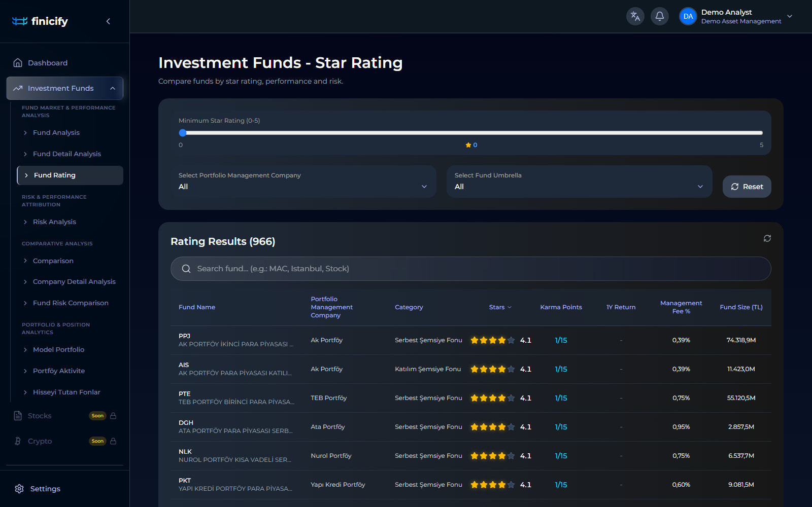 Fund analytics and reporting web app for Finicify — screenshot 5