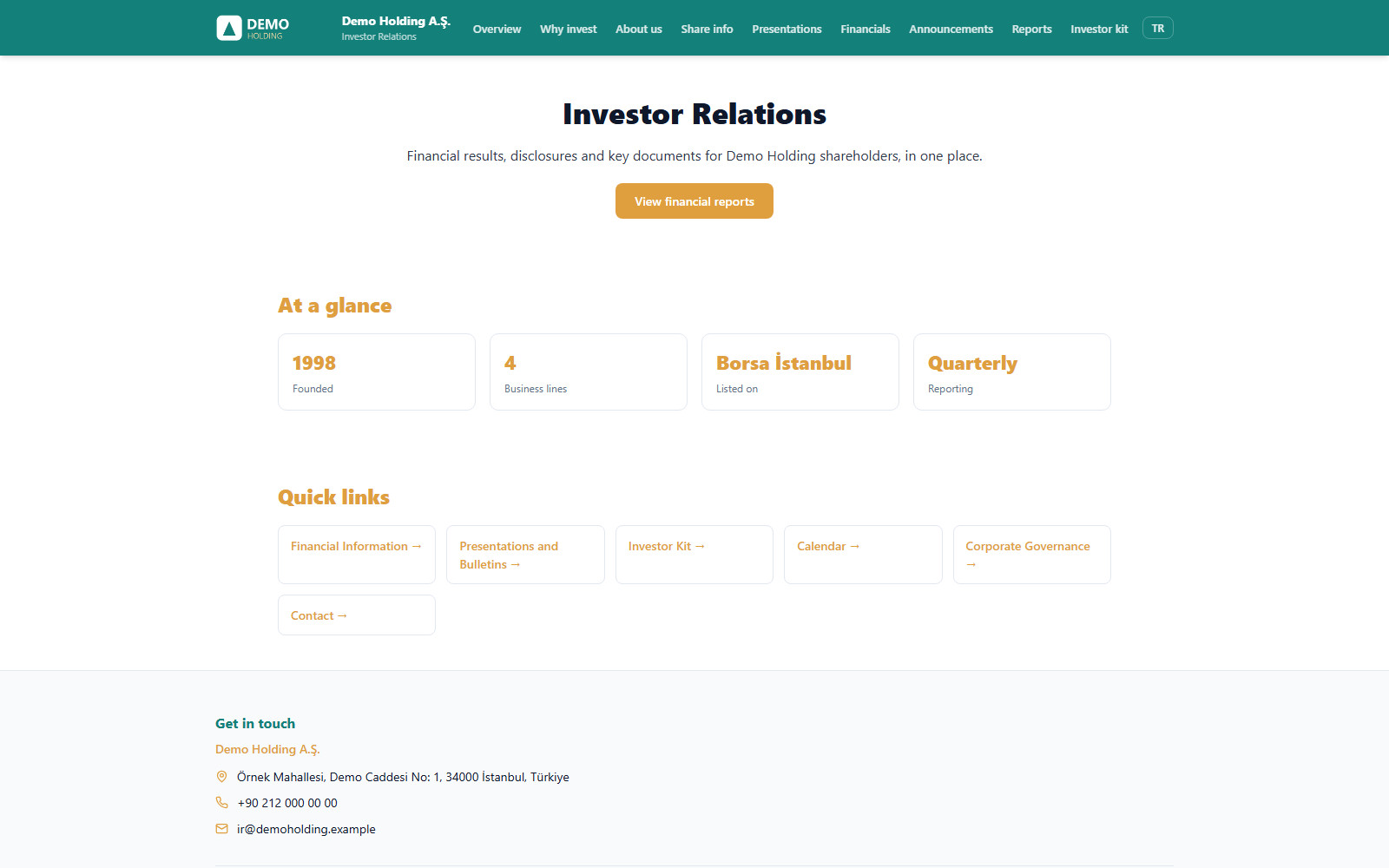 Investor relations website platform for Finicify — screenshot 1