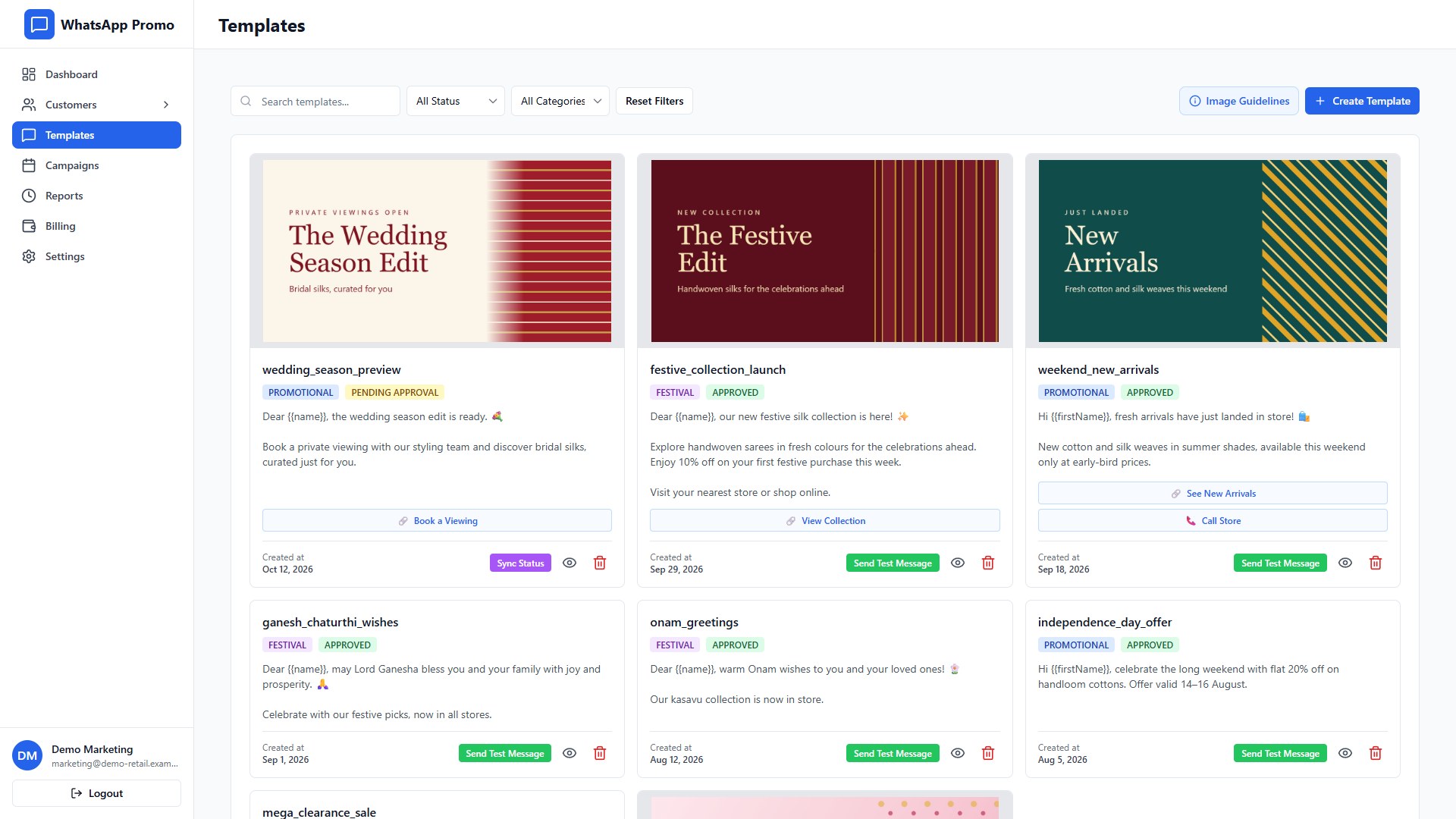 WhatsApp Marketing Platform for a Silk Retailer