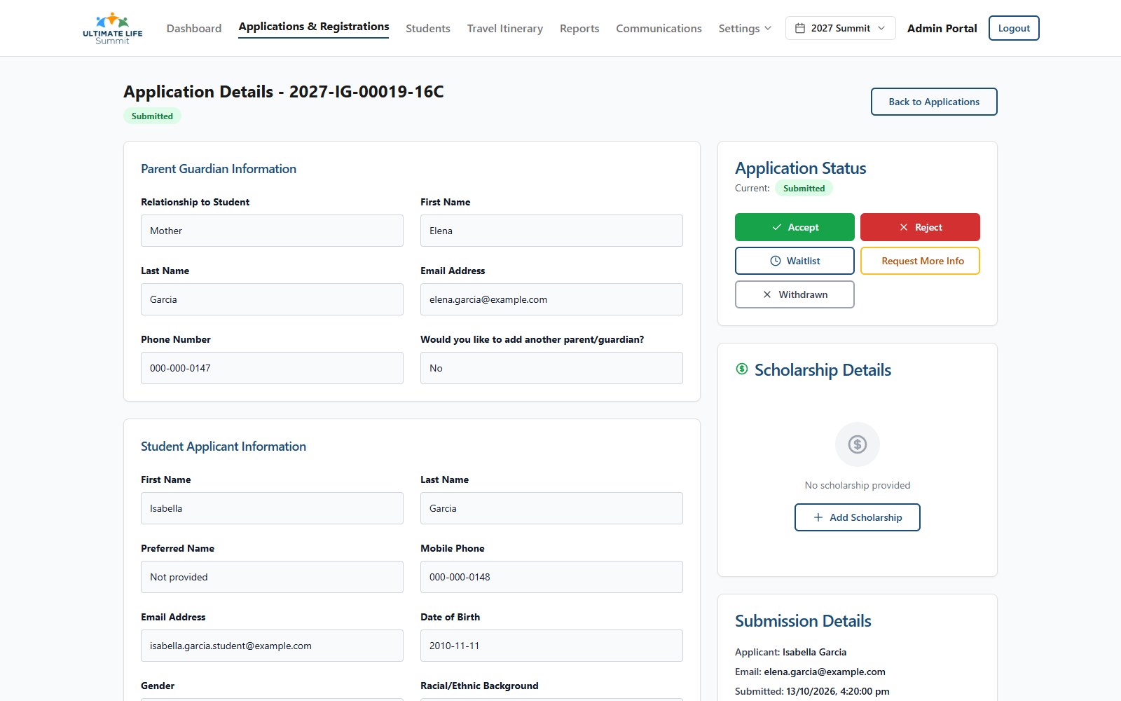 Admissions and Payments Platform for Ultimate Life Summit — screenshot 2
