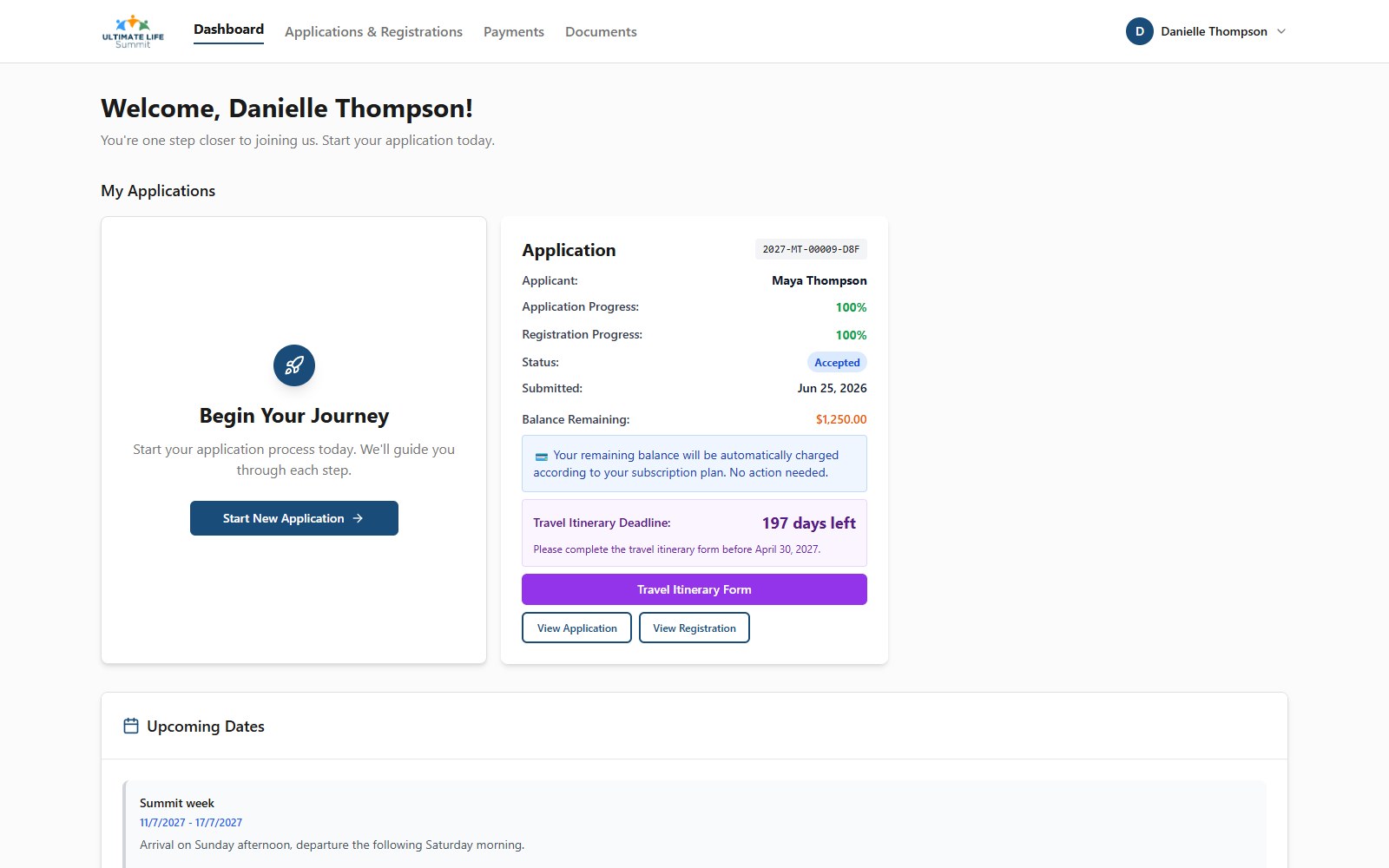 Admissions and Payments Platform for Ultimate Life Summit — screenshot 4